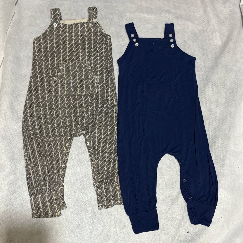 Kate Quinn Navy and Gray Kids Overalls